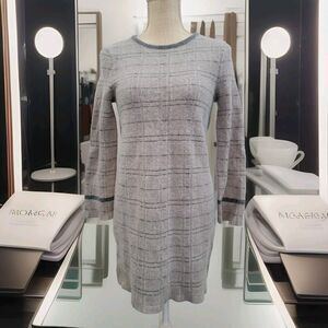 ANNECLAIRE Sweater Dress Size 44 M Gray Wool Blend Long Sleeve Made in Italy